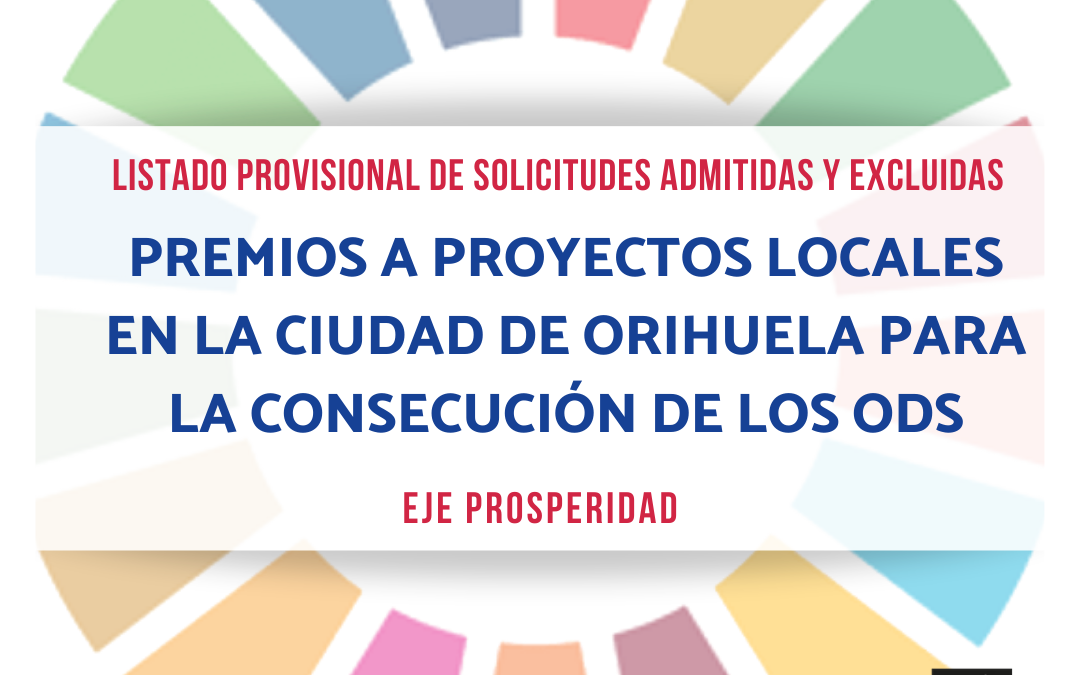 Listado provisional de solicitudes admitidas y excluidas de la convocatoria premios a proyectos locales Orihuela