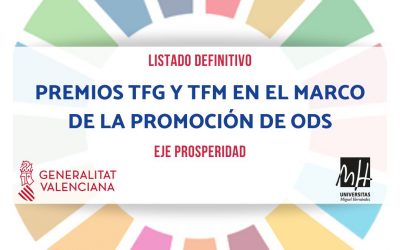 Listado definitivo de premios concedidos a TFG, y otro a TFM, en el marco de los ODS – Eje Prosperidad
